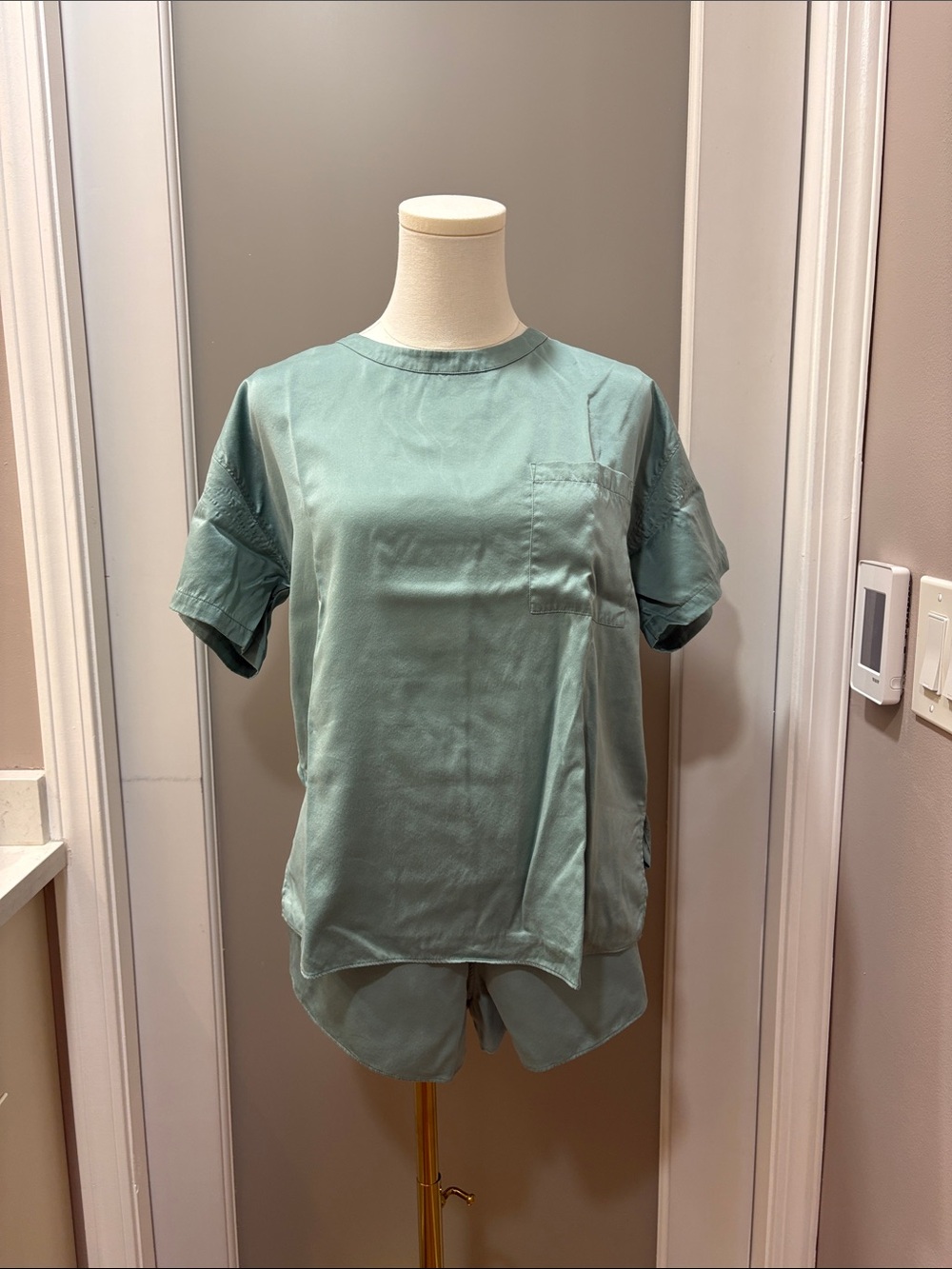 lunya Seafoam Green Short Sleeve Pocket Pajama Set